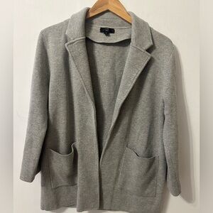 J.Crew 365 Travel Work Wear Grey Open Style Blazer w Pockets Merino Wool Blend